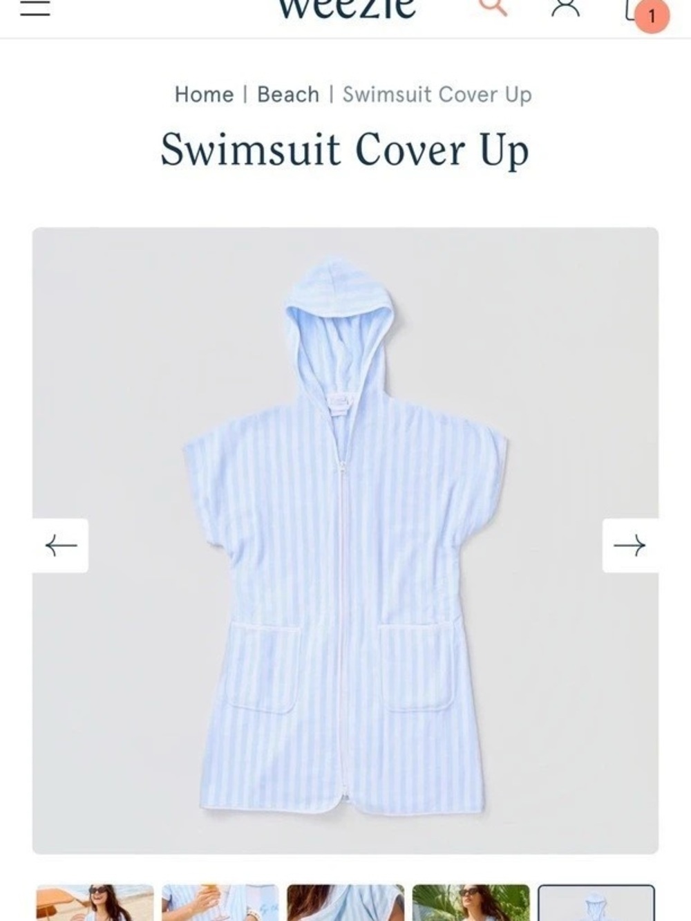 Weezie Swimsuit Cover Up Striped Blue & White XLXXL